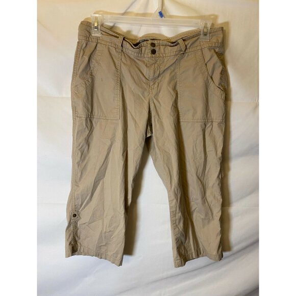 OLD Navy WOMENS CAPRI CROPPED TAN PANTS SIZE 12 Stretch Office Casual Crop Large - Picture 2 of 2